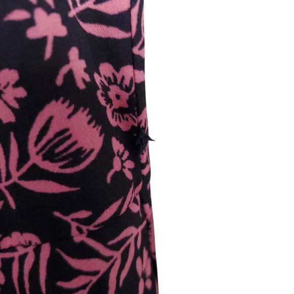 Nanette Lepore 12 Dress Floral Cottage Prairie Fit Flare Button Front Navy Pink - Picture 12 of 12